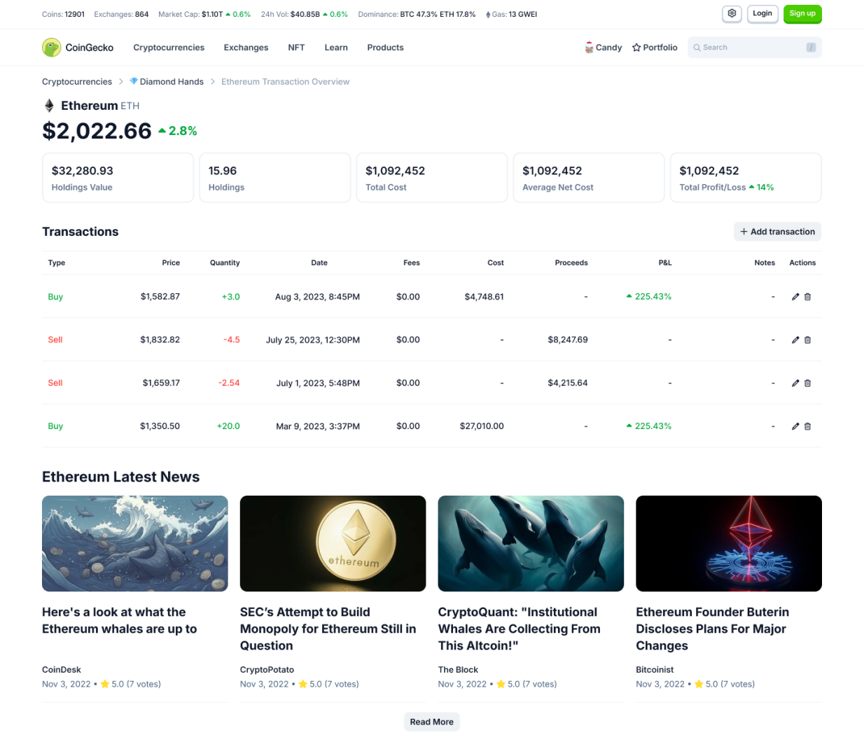 Preview image CoinGecko Portfolio